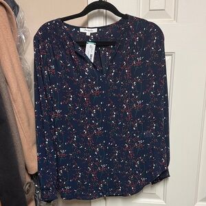 Elegant Navy Floral Women's Blouse